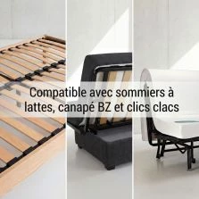 1 latte + 2 embouts - 680x48x8 mm - lit 140 - pour sommier / bz / clic clac