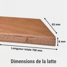 1 latte - 700x53x8 mm - lit 140 - pour sommier / bz / clic clac