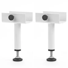 2 pieds de liaison métal blanc H 13 à 22 cm pour sommier tapissier
