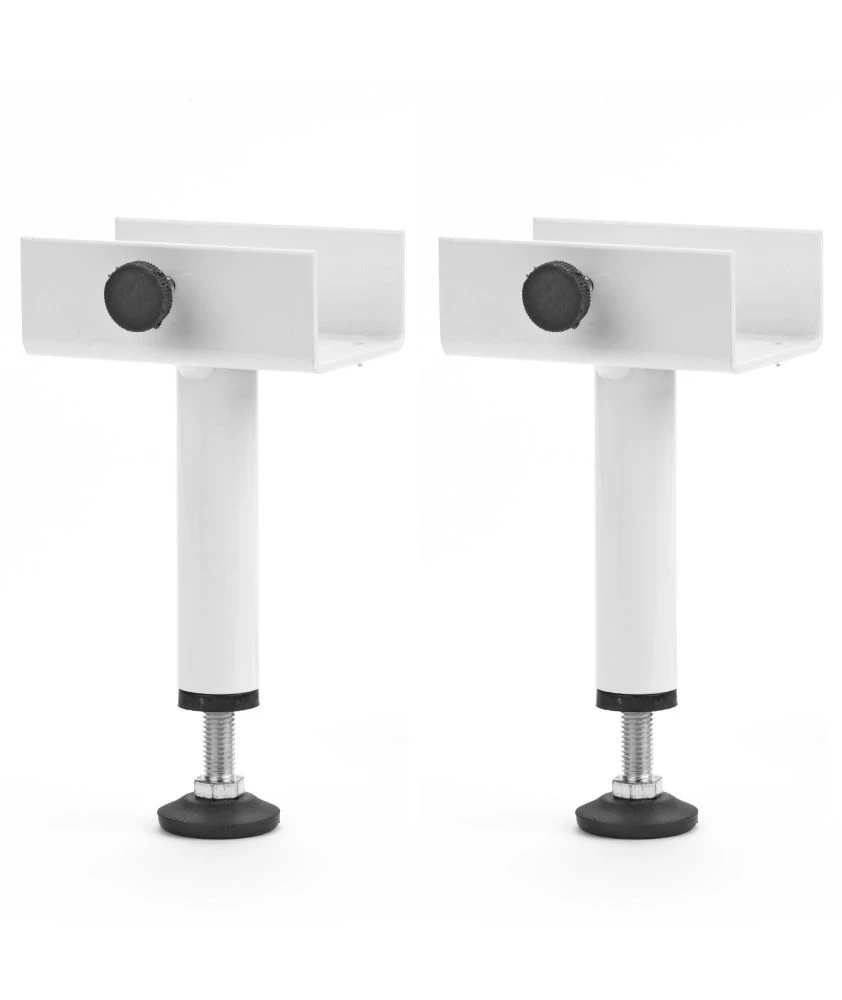 2 pieds de liaison métal blanc H 13 à 22 cm pour sommier tapissier