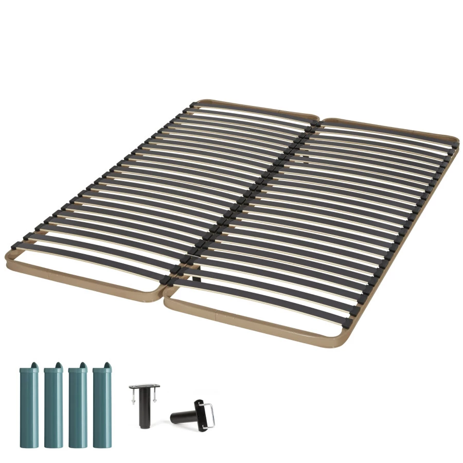 Sommier + jeu de pieds 80+80x200 C224 2x24 lattes