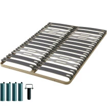 Sommier + jeu de pieds 140x200 C413 2x14 lattes