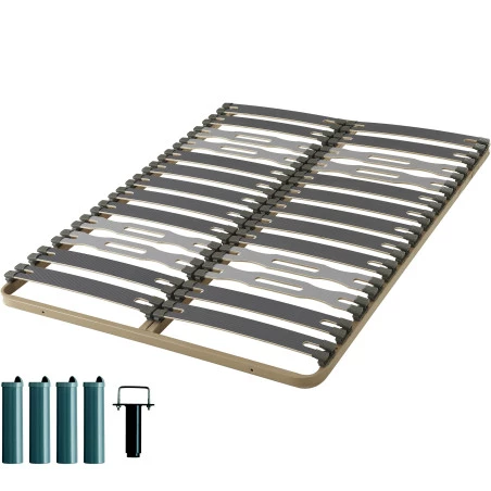Sommier + jeu de pieds 140x200 C413 2x14 lattes Sommier + jeu de pieds 140x200 C413 2x14 lattes