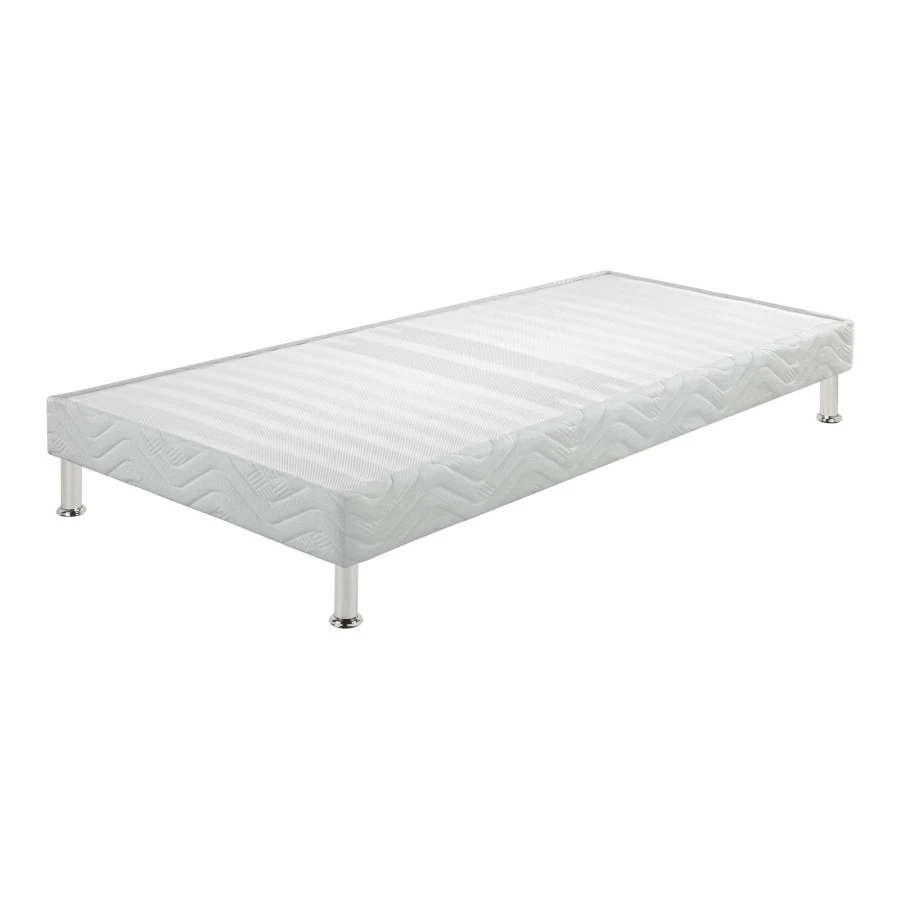 Sommier tapissier + jeu de pieds 70x190 Omega blanc 16 lattes