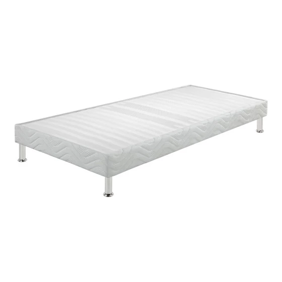 Sommier tapissier + jeu de pieds 70x190 Omega blanc 16 lattes