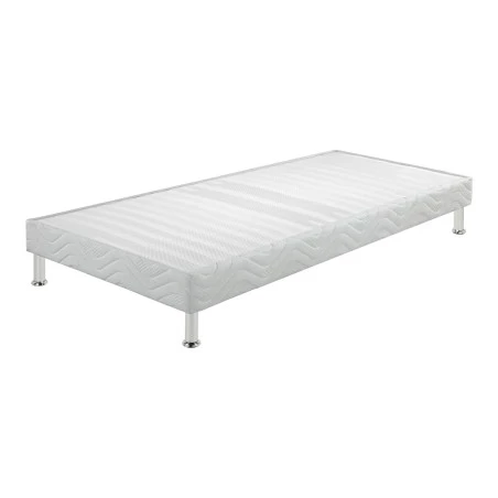 Sommier tapissier + jeu de pieds 90x200 Omega blanc 17 lattes