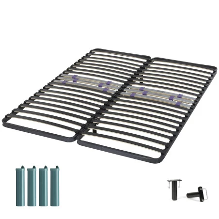 Sommier + pieds 80+80x200 2x21 lattes C223 Sommier + pieds 80+80x200 2x21 lattes C223