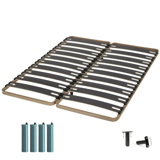 Sommier + pieds 80+80x200 2x11 lattes C310
