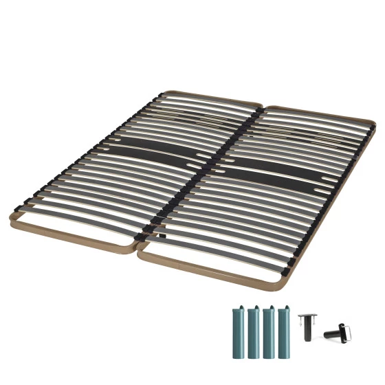Sommier + pieds 90+90x200 2x23 lattes C322