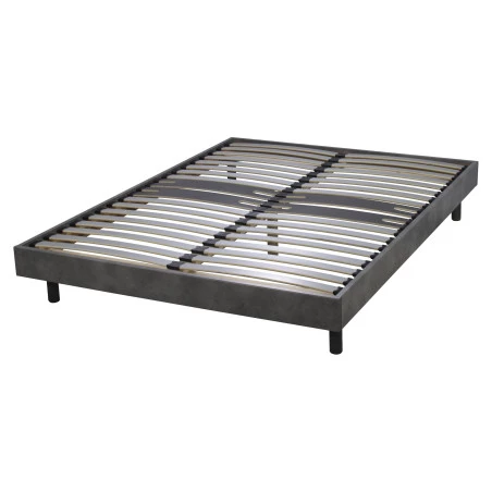 Sommier + jeu de pieds 160x200 Decokit 2x20 lattes Béton