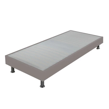 Sommier tapissier + jeu de pieds 70x190 Omega simili taupe 18 lattes Sommier tapissier + jeu de pieds 70x190 Omega simili taupe 18 lattes