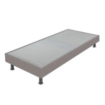 Sommier tapissier + jeu de pieds 90x190 Omega simili taupe 18 lattes